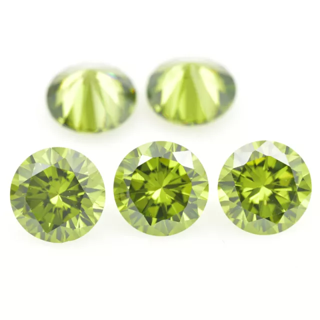 100pcs 2.0mm Olive Green Round Loose Cubic zirconia 5A CZ Stone 8 Hearts And 8