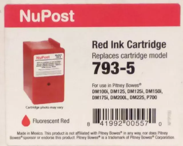 NuPost for Pitney Bowes 793-5 Postage Meter Compatible Red Ink 793-5 NEW