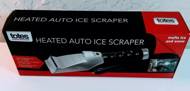 Totes Heated Auto Ice Scraper Flashlight 15' 12 Volt DC Cord Built in Squeegee