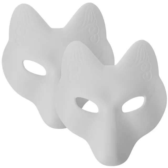 2 Pcs Paper Art Masks Blank DIY Fox Hallowen Costume Accessories