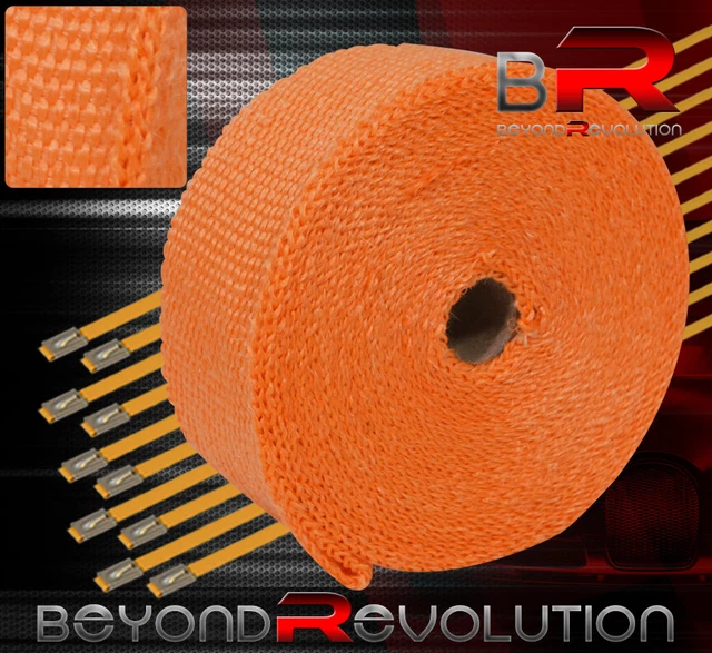 360" 30Ft Heat Wrap Shield Cover Turbo Header Engine High Temp +Zip Ties Orange