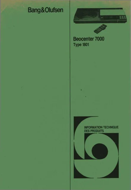 Service Schematics for Bang Olufsen Beocenter 7000 (1801)