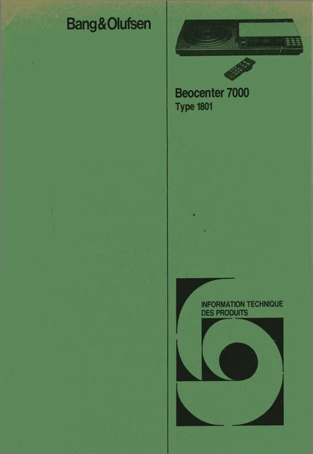 Service Schematics for Bang Olufsen Beocenter 7000 (1801)