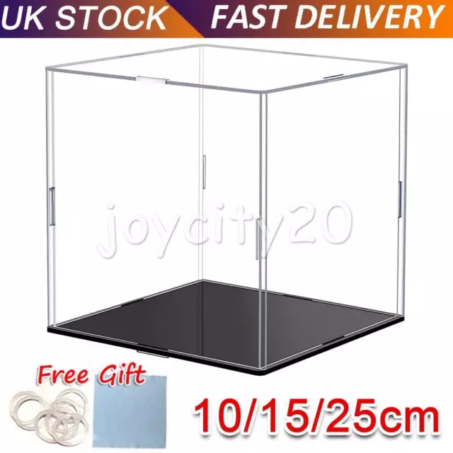 Acrylic Display Case Dustproof Box Clear Cube for Collectibles Model 10cm-25cm