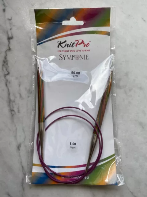 KnitPro Symfonie Wood Fixed 8 mm Circular Knitting Needles 80cm length free P+P!