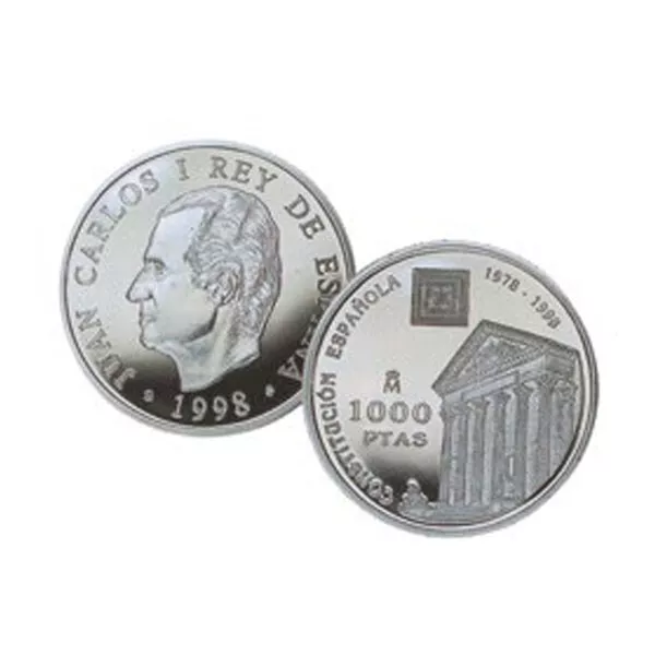 Moneda Plata España 1998 XX Aniversario Constitución Española 1000 pesetas