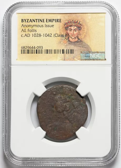 BYZANTINE. Anonymous Christ Follis,1028-1034 AD. Class B, NGC Certified