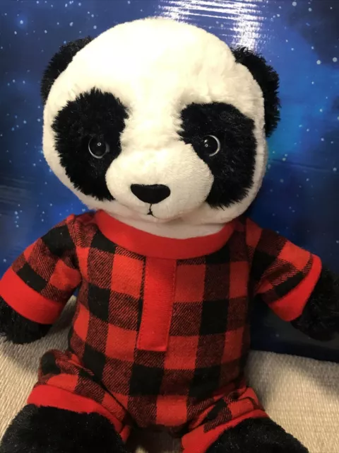 BUILD A BEAR Baby Panda Teddy Furry Bear White Black 14 Inch Flannel ...
