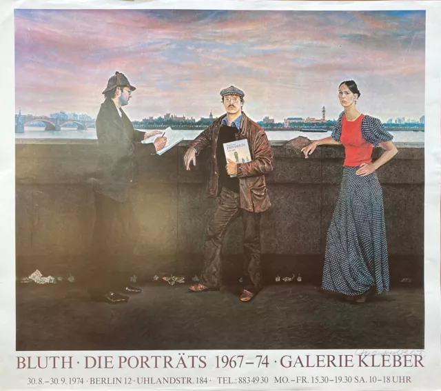 Manfred Bluth (1926-2002) signiertes Plakat "Die Porträts" 61x69 cm