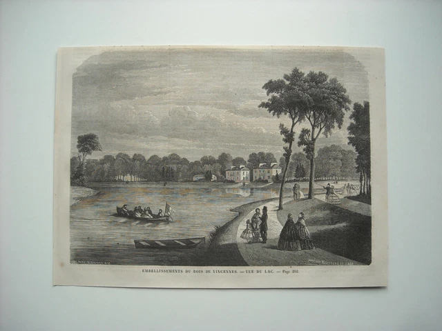 1860 Engraving. Vincennes Wood Embellishments. Lake View.
