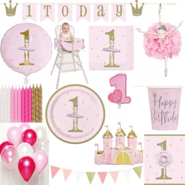 1. Geburtstag Decoración de Fiesta Set Cumpleaños Niños Bailarina Prinzessin