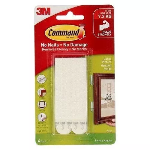 3M Command Picture Hanging Strips Damage Free SMALL MEDIUM LARGE (4-96pc)