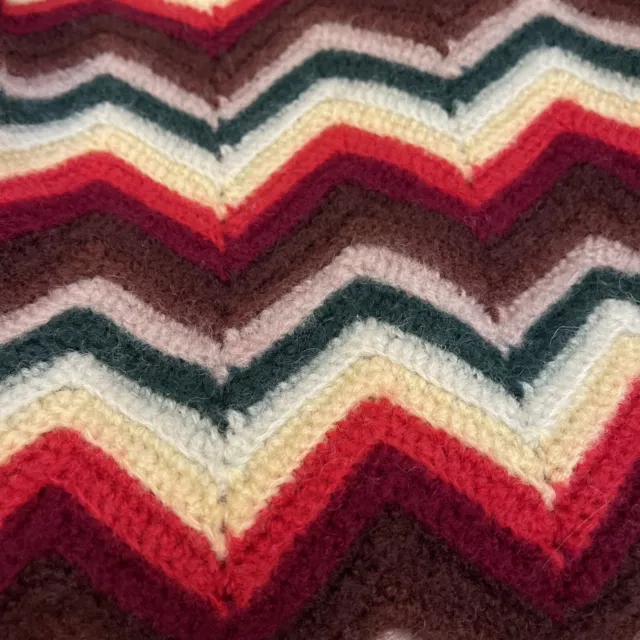 Handmade Multicolor Crochet Granny Stripe Afghan Blanket Throw 62” X 44”