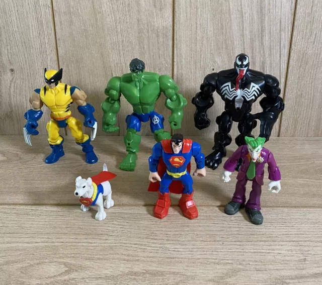 Super Hero Mashers Venom Hulk Wolverine & Super Pets Superman & Krypto, Joker