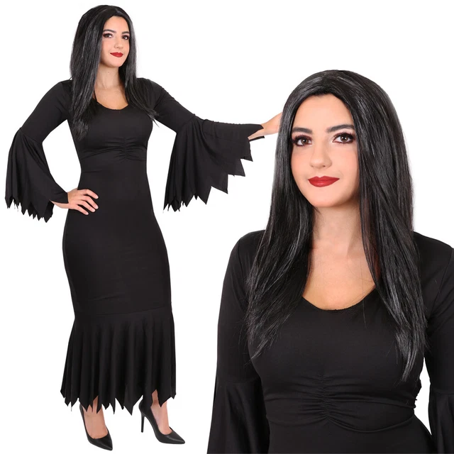 LADIES GOTHIC DRESS Halloween Costume Fancy Dress Witch Vampire Wife