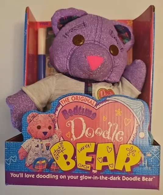 Doodle Bear, Toys, Vintage Doodle Bear Plush Teddy Pink Purple Guc Tyco  9s