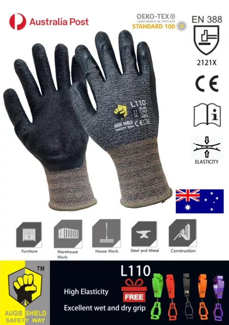 Crinkle Latex Coated Safety General Purpose Garden Work Gloves 12 Pairs