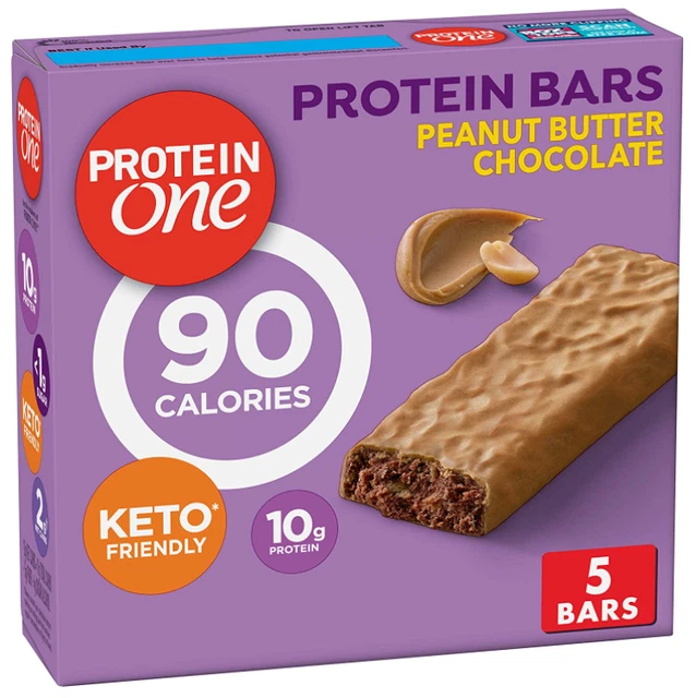 PROTEIN ONE 90 Calorie Protein Peanut Butter Chocolate, 5 Bars, 4.8 oz
