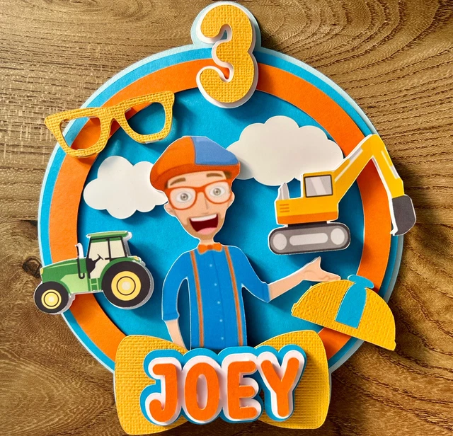 3D LAYERED PERSONALISED Blippi Birthday Cake Topper Decoration Any Age 3d-layered-personalised-blippi-birthday-cake-topper-decoration-any-age