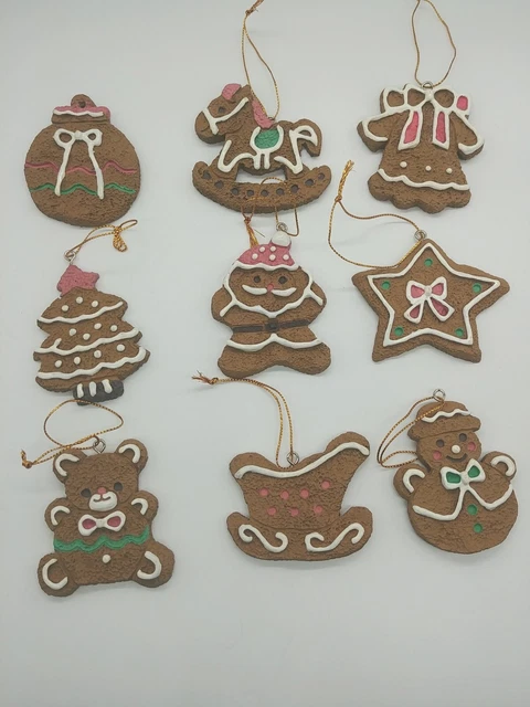 Lot of 9 assorted faux Christmas cookie ornaments  snowman tree bear sled