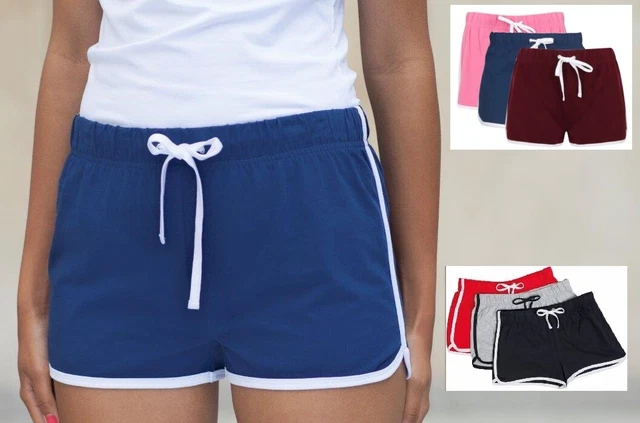 Donne Ragazze Retrò da Formazione Fitness Ginnastica Cotton SPORTS Pantaloncini
