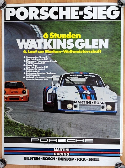 orig. Porsche Plakat Poster "6 Sunden Watkins Glen 1976 Martini Porsche 935