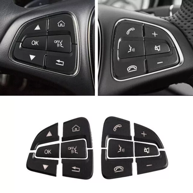 12pcs Black ABS Car Steering Wheel Button Cover Sticker For Benz C W205 2015-18