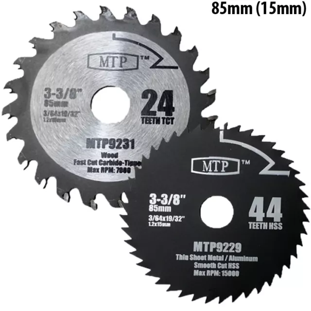 2 Pcs 3-3/8 Inch Circular Saw Blade for Craftsman Bolt-On Trim Saw Carbide HSS