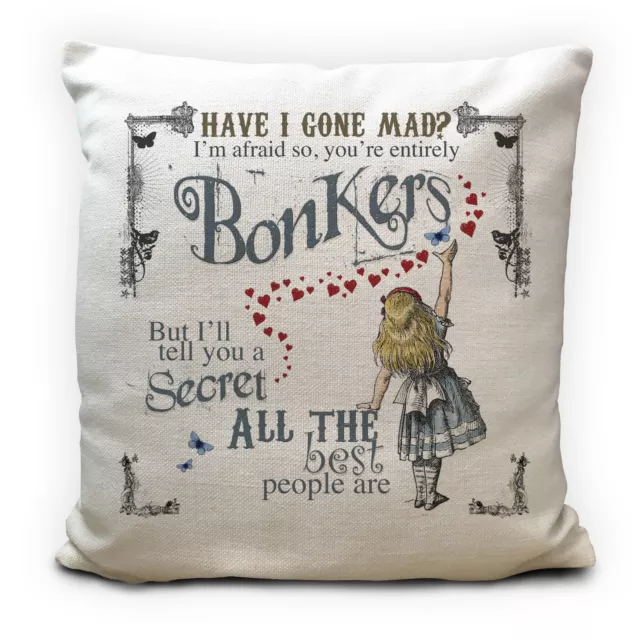 ALICE IN WONDERLAND Cushion Cover Bonkers Hearts Mad Hatter Tea Party Prop 40 cm