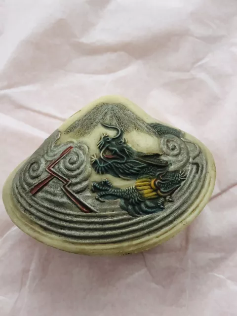 Vintage Zelluloidmuschelschale 3D-Skulptur - chinesische/japanische Szene (I.89/AA1) 2