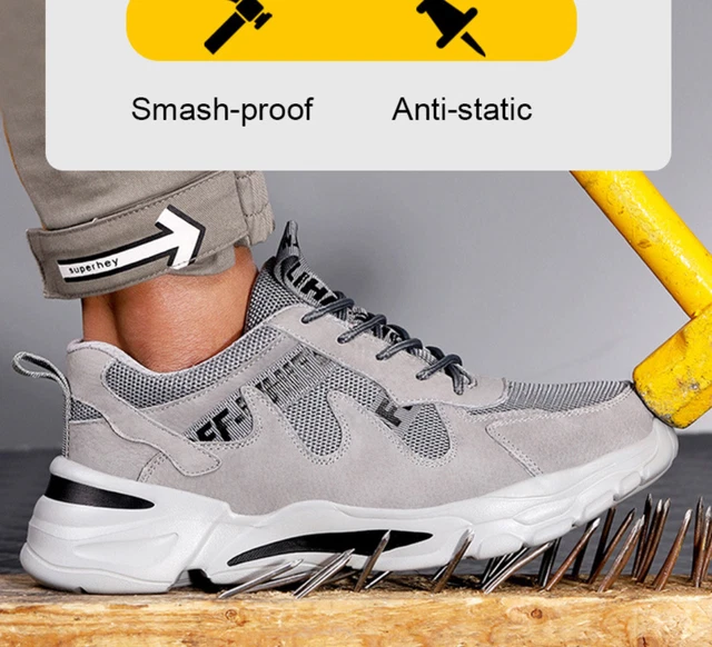Safety Shoes Men Women Lightweight Breathable Comfortable Safety Sneakers Work Shoes with Steel Toe Cap Black Size 44 - RWChaussures de sécurité Safety Shoes Men Women Lightweight Breathable Comfortable Safety Sneakers Work Shoes with Steel Toe Cap Black Size 44 - RWChaussures de sécurité