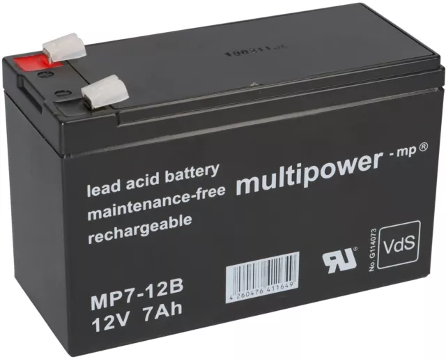 Corde Batterie au Plomb MP7-12B Pb 12V 7Ah Vds F2 6,3mm Bgl. 7,2Ah 8Ah 9Ah Ups