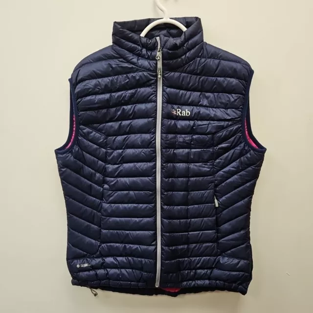 RAB Womens Microlight Down Vest Gilet Pertex Nikwax Navy Size Small UK 14