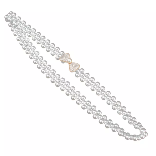 Rhinestone Pearl Bridal Wedding Dress Belt Sash Elastic Waistband