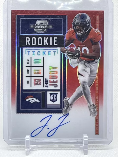 2020 Contenders Optic Jerry Jeudy Red Rookie Ticket Prizm Auto #/199 Broncos 🔥