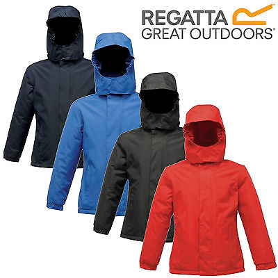 Regatta Waterproof Jacket Kids Boys Girls Childs Fleece Lined School Hooded Coat