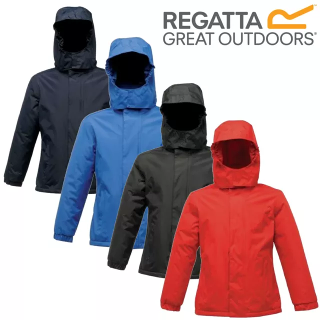 Regatta Waterproof Jacket Kids Boys Girls Childs Fleece Lined School Hooded Coat