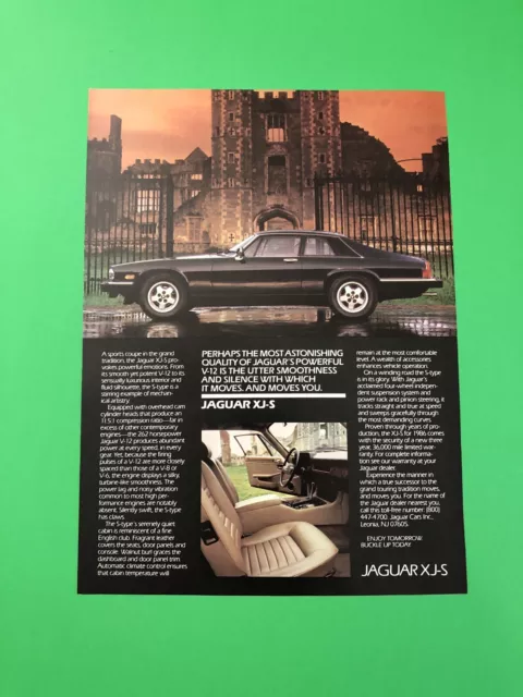 1986 1987 Jaguar Xjs Xj-S Original Vintage Print Ad Advertisement Printed
