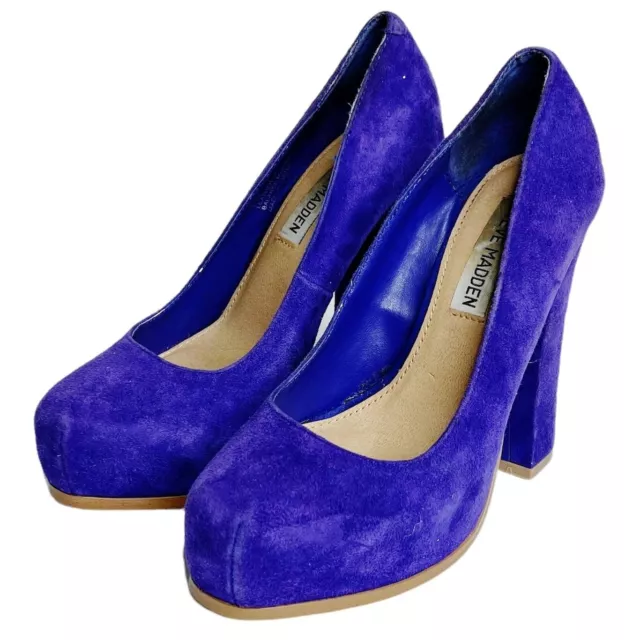 STEVE MADDEN | Womens Size 5.5 Sarrina Blue Leather Suede Pumps Heels ...