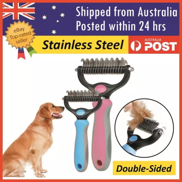 Dog Pet Cat Fur Dematting Grooming Deshedding Trimmer Tool Comb Brush Size S/L