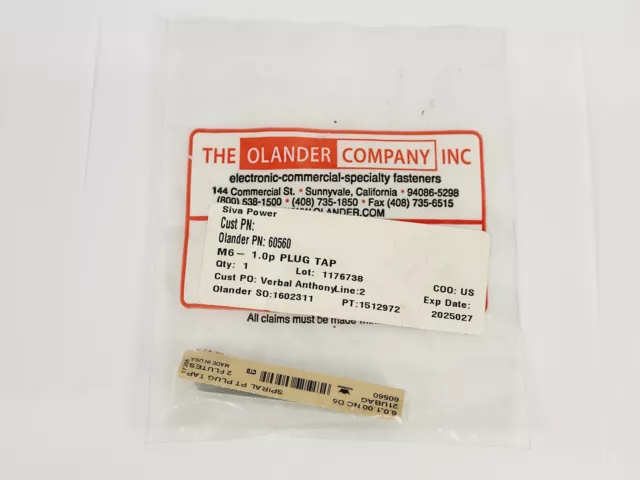 Norsmen 6.0-1.00 NC D5 (60560) Type 21-AG Spiral Point Plug Tap Size M6