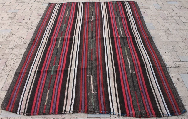 Grand Tapis Kilim Tissé Main 9x12 - Motif Navajo Marocain - Rouge - Lavable