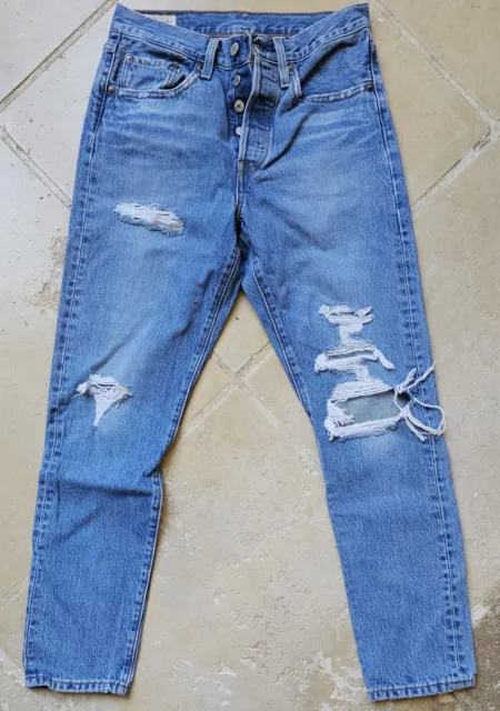 Jeans Donna Levi's 501 W26 L28 Con Strappi Originali - Praticamente Nuovi