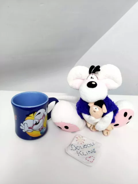 Peluche Diddlina Mouton Wollywell & Tasse/Mug Relief 3D Bleu Marine - Diddl