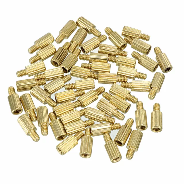 50pcs M2 5+3mm Male Thread Brass Round Standoff Spacer Screw PCB Pillar