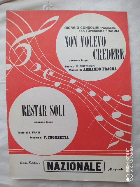 Giorgio Consolini "Non Volevo Credere" + "Restar Soli" - 1954 - Ed. Nazionale