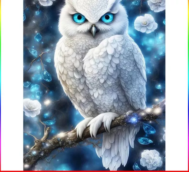 White Owl Diamond Painting Lovely Blue Eyed Bird Design Canvas House Decorations