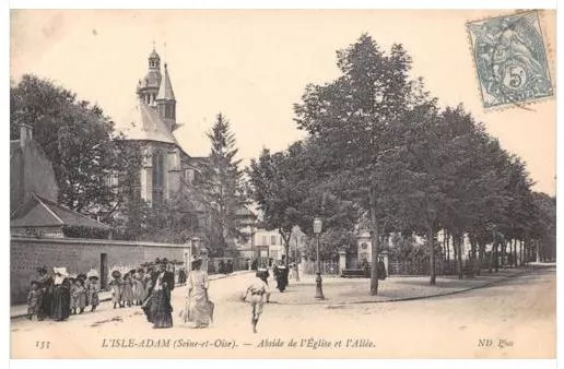 Cpa 95 L'isle Adam Church Apse Et Allee