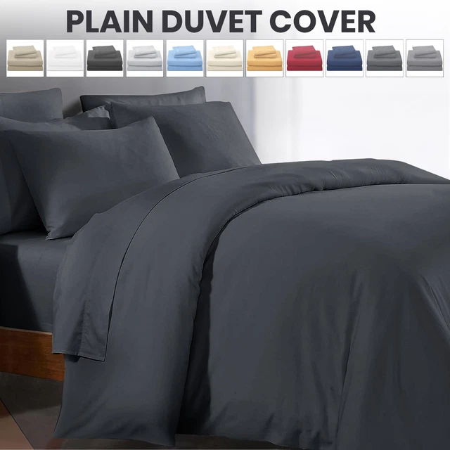 PLAIN DUVET COVER Luxury Reversible Quilt Cover Bedding Set Single
