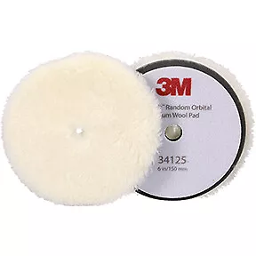 3MÖ Perfect-itÖ Random Orbital Wool Compounding Pad 34125, Medium, White, 6 in